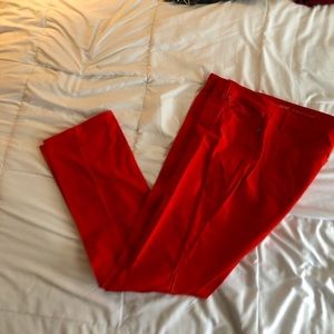 Red straight leg corduroy pants